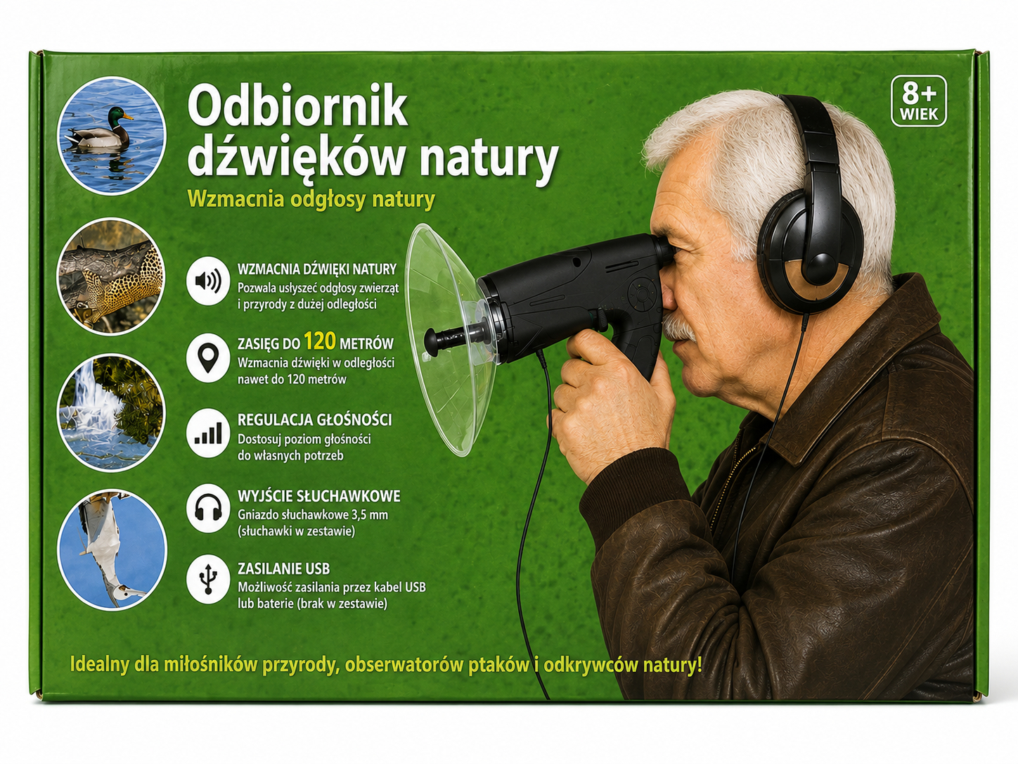 CYFROWY MIKROFON KIERUNKOWY 120m NAGRYWANIE SD MP3 SłUCHAWKI (5)