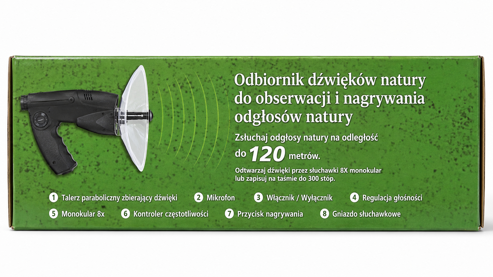 CYFROWY MIKROFON KIERUNKOWY 120m NAGRYWANIE SD MP3 SłUCHAWKI (7)